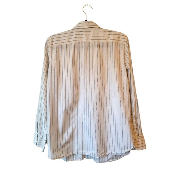 Lauren Jeans Company Ralph Lauren  Cream Striped Button Down Shirt - Picture 2 of 5